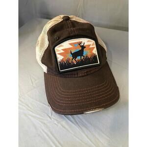 Outdoor Cap brand hat Buck w/ Tribal Background Brown,Cream Color